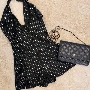 Elegant Black sequins Halter Romper